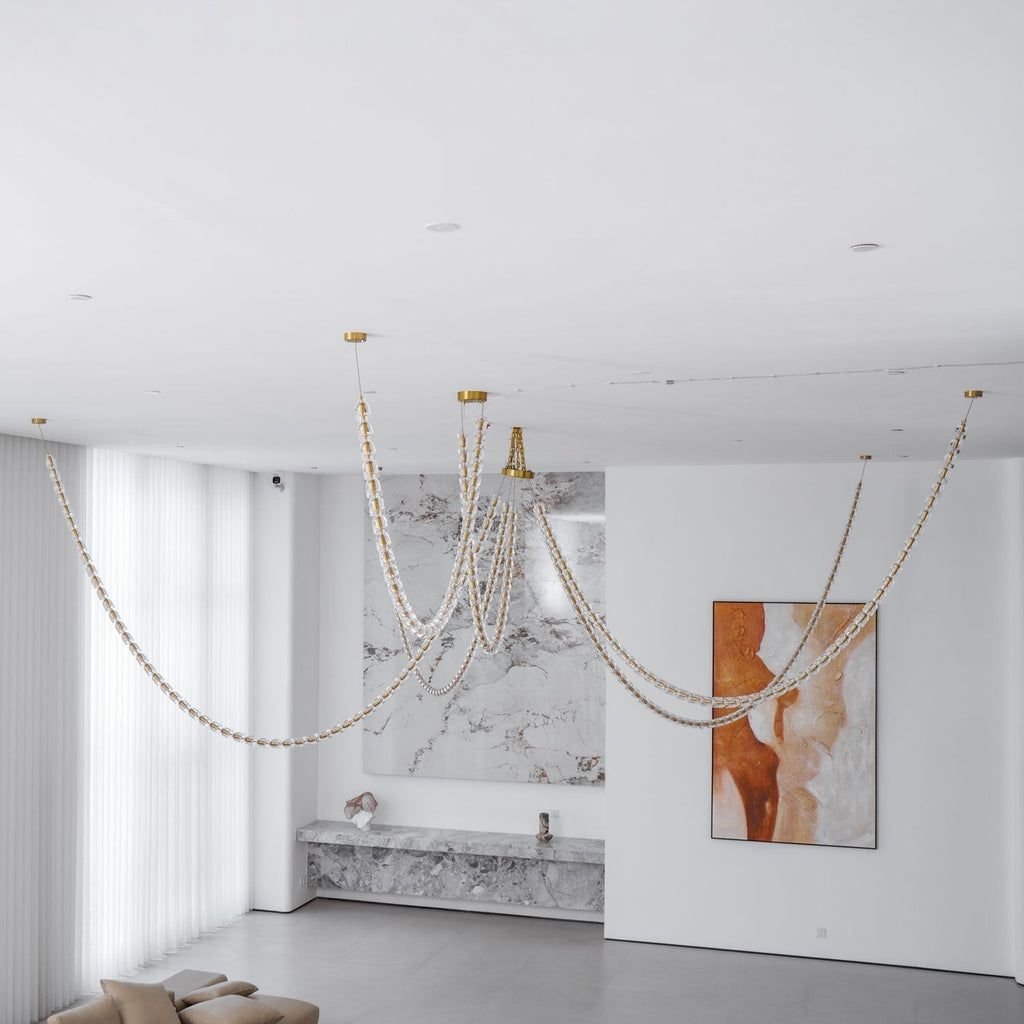 Lustra Chandelier Cristal Doré LED 3-Lignes - Neutralighting