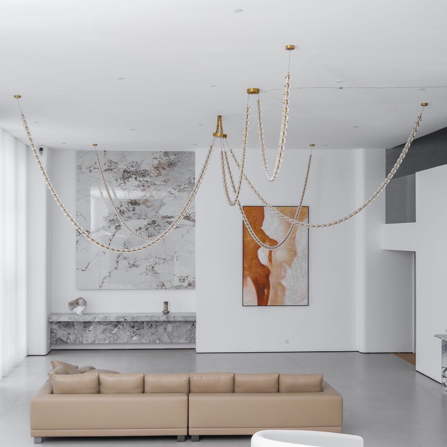 Lustra Chandelier Cristal Doré LED 3-Lignes - Neutralighting