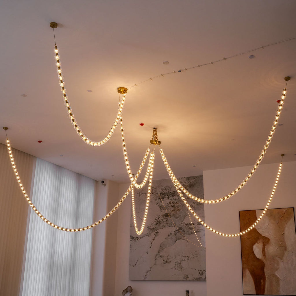 Lustra Chandelier Cristal Doré LED 3-Lignes - Neutralighting