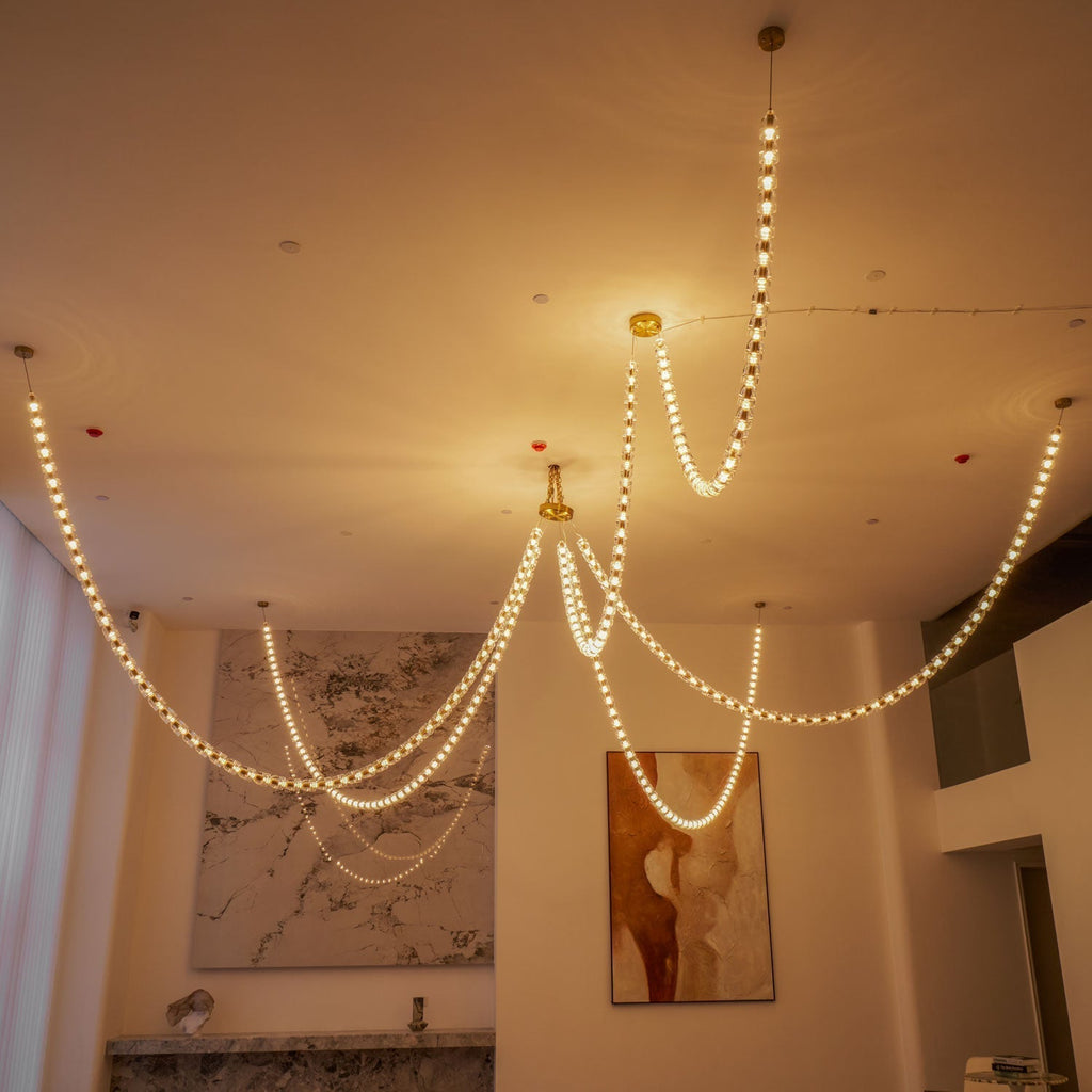 Lustra Chandelier Cristal Doré LED 3-Lignes - Neutralighting