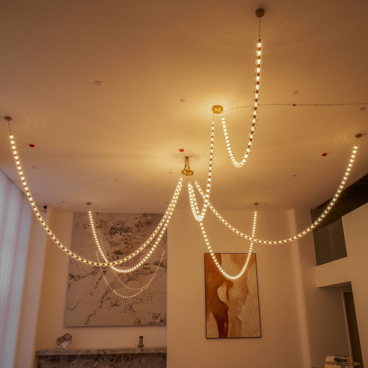 Lustra Chandelier Cristal Doré LED 3-Lignes - Neutralighting