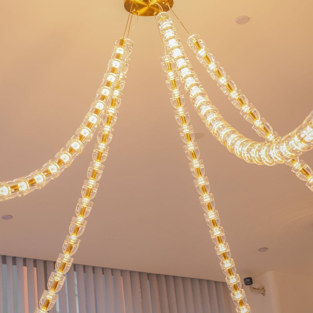 Lustra Chandelier Cristal Doré LED 3-Lignes - Neutralighting