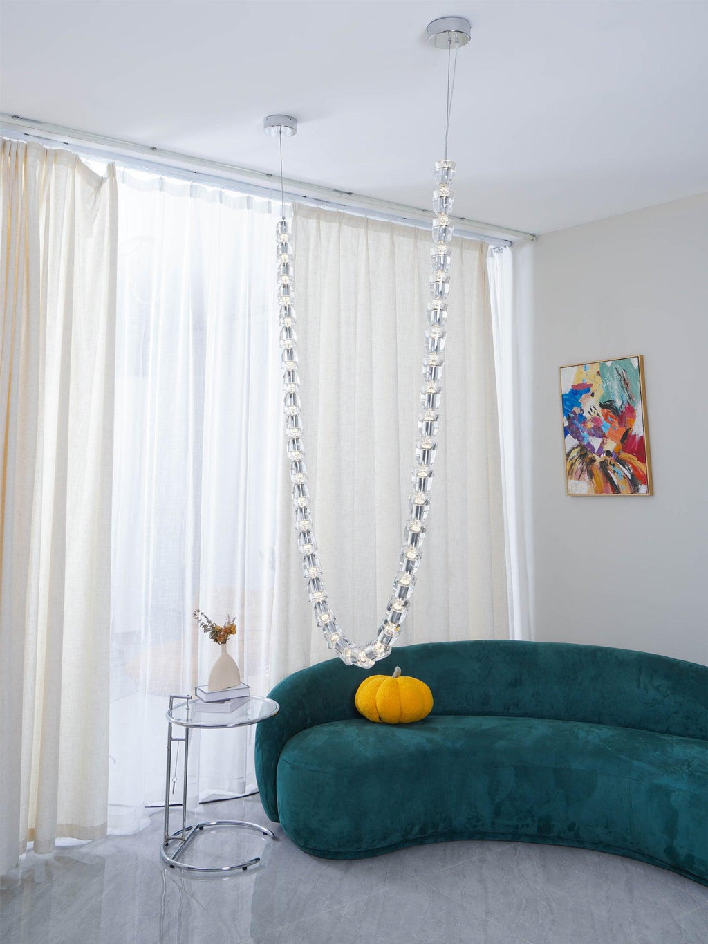 Lustra Chandelier Chrome Cristal Entrelacé Lignes - Neutralighting