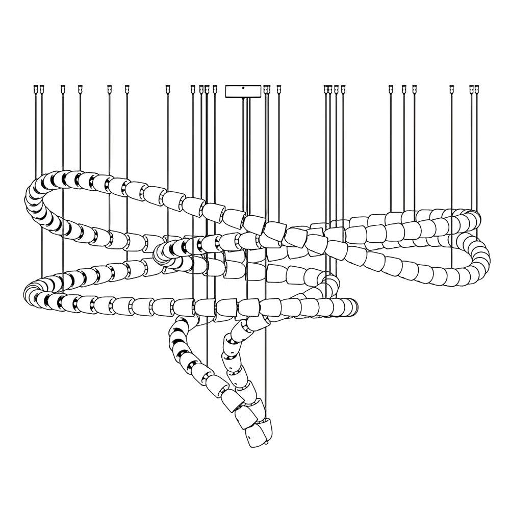 Lustra Chandelier Cristal Doré LED 3-Lignes - Neutralighting
