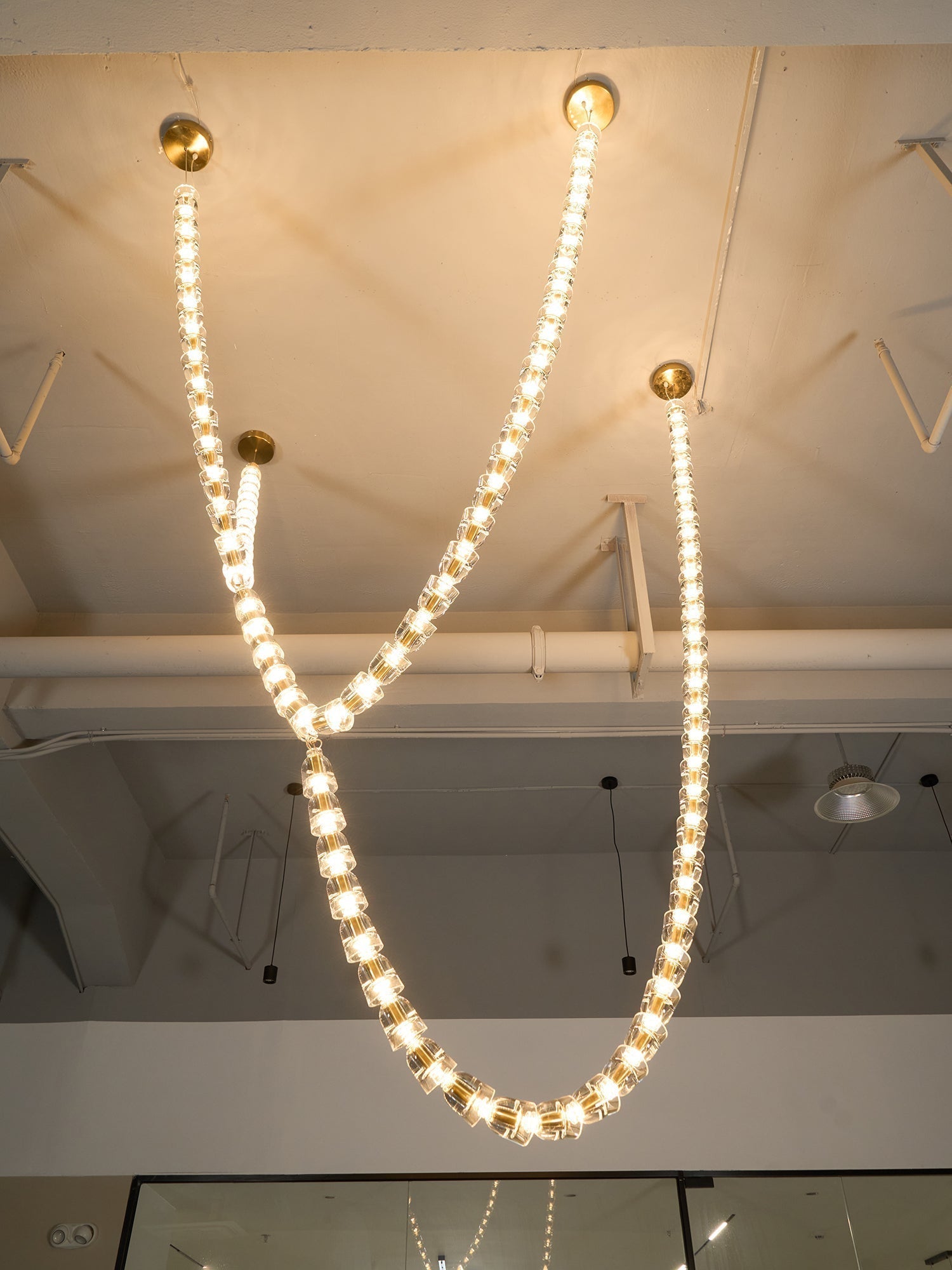 Lustra Chandelier Cristal Doré LED 3-Lignes - Neutralighting