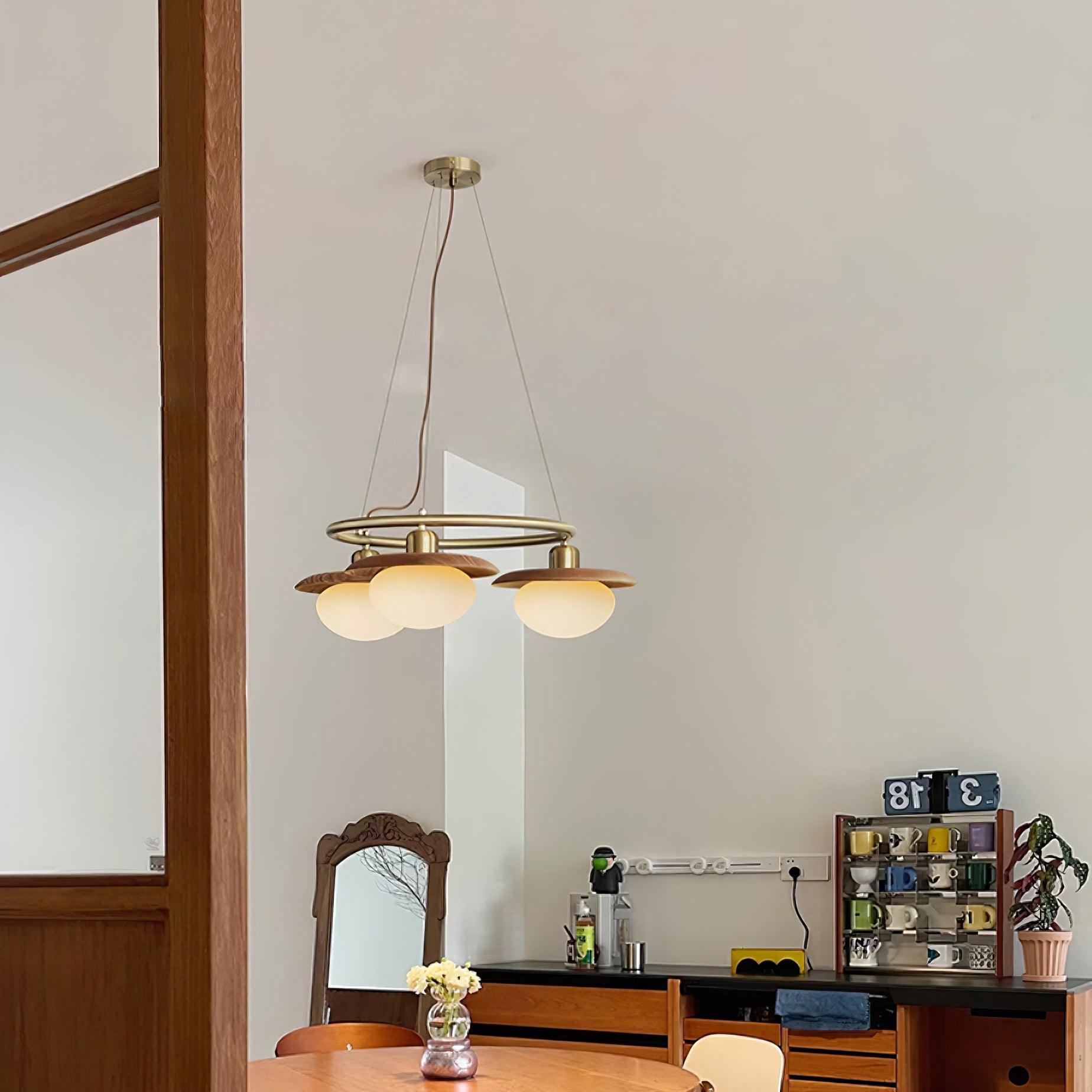 Gama Lustre Cuivre Bois Rond Vintage - Neutralighting