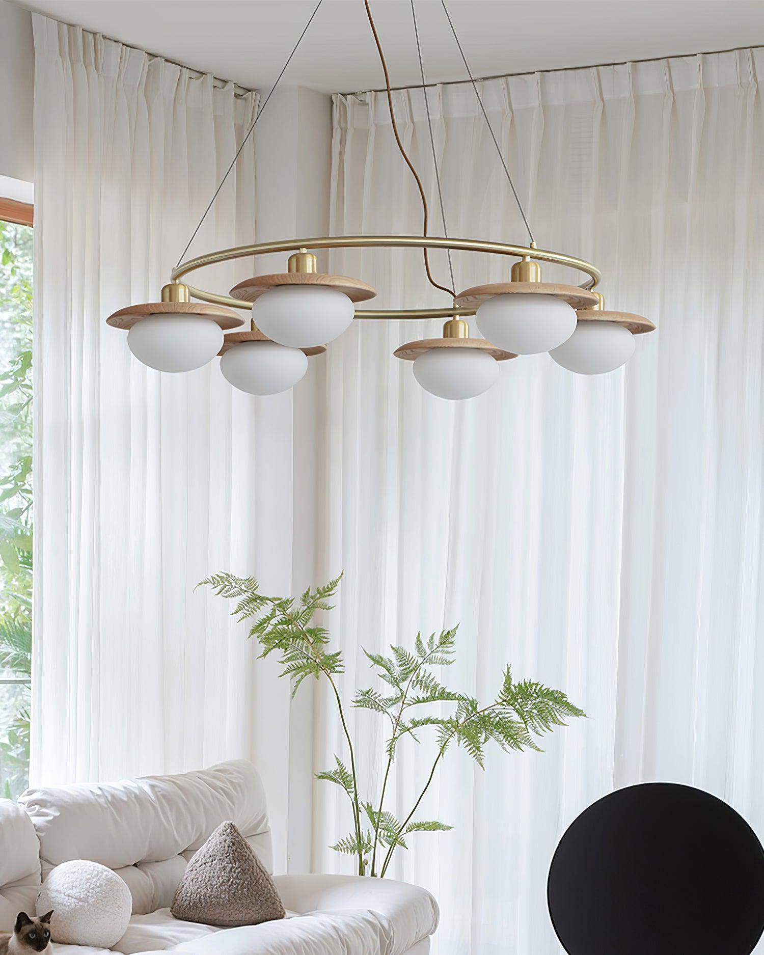 Gama Lustre Cuivre Bois Rond Vintage - Neutralighting