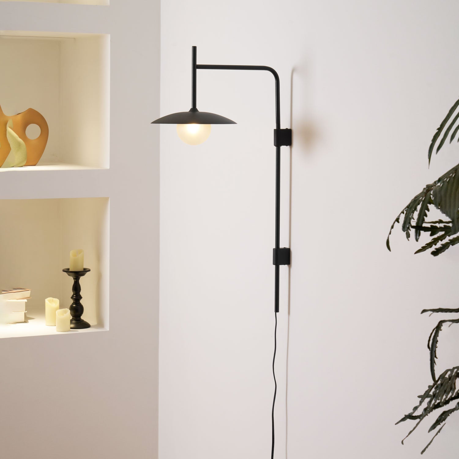 Edan Swing Arm Plug-in Glass Wall Lamp - Neutralighting