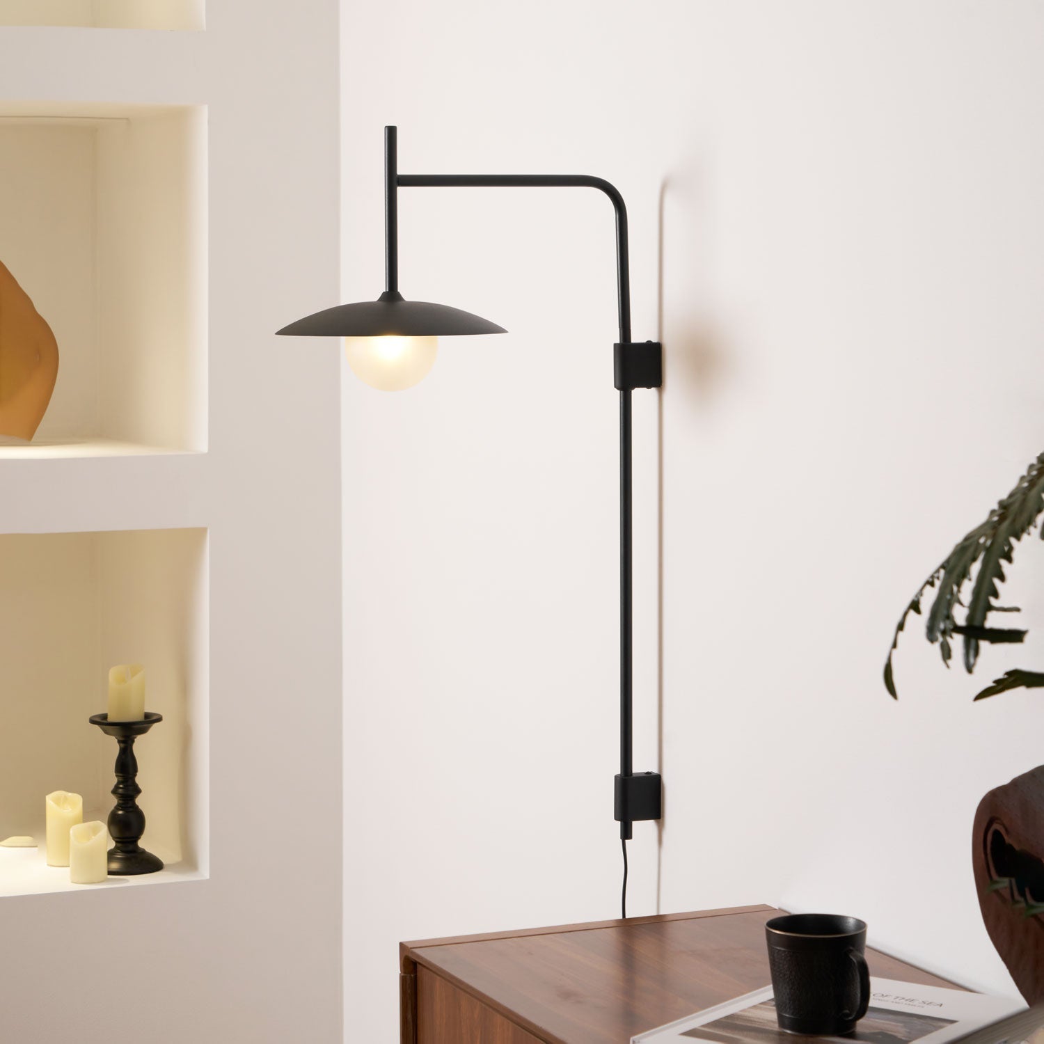 Edan Swing Arm Plug-in Glass Wall Lamp - Neutralighting