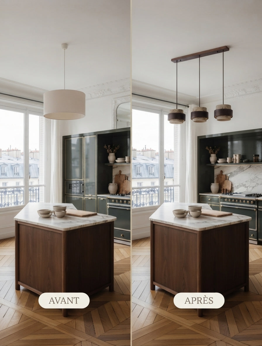 Suspension Travertin Isaline pour Salon - Matière Naturelle & Esprit Serein