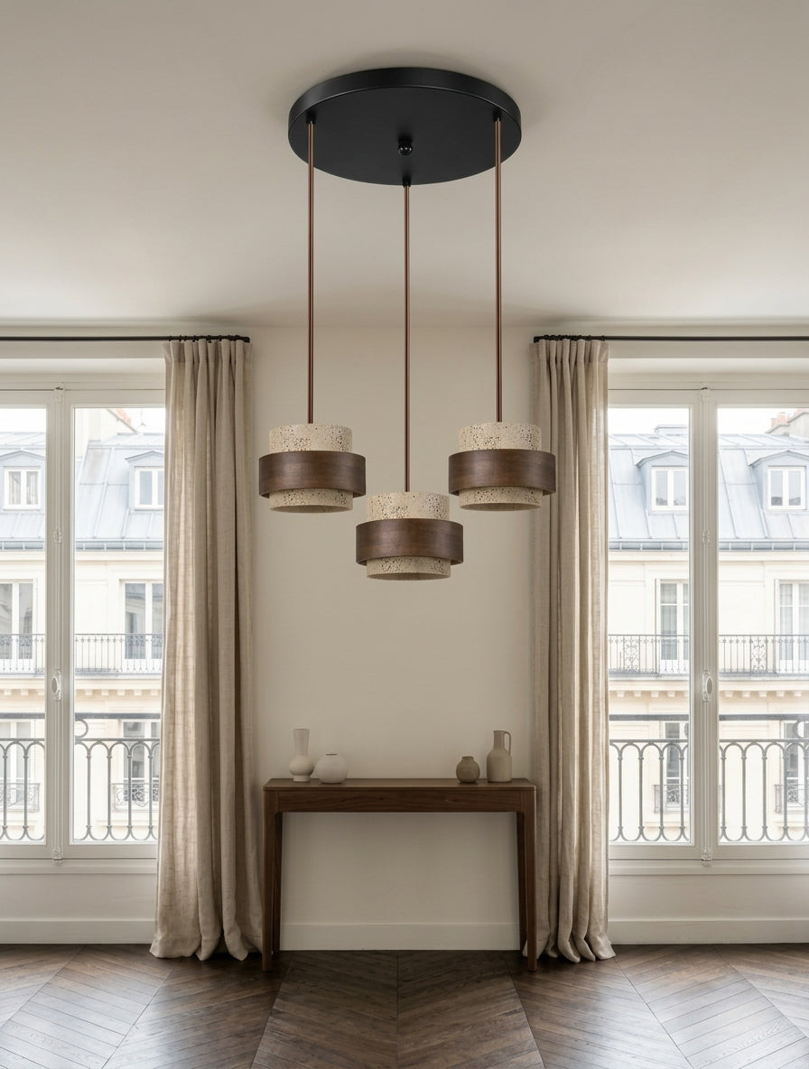 Suspension Travertin Isaline pour Salon - Matière Naturelle & Esprit Serein