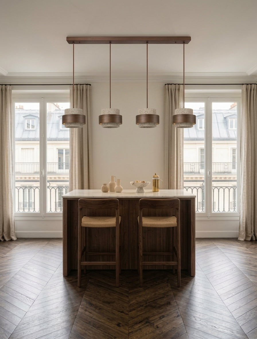 Suspension Travertin Isaline pour Salon - Matière Naturelle & Esprit Serein