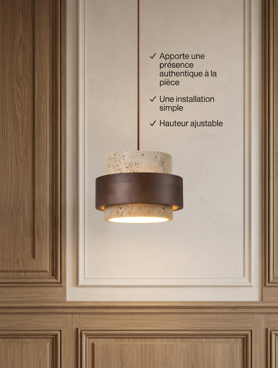 Suspension Travertin Isaline pour Salon - Matière Naturelle & Esprit Serein