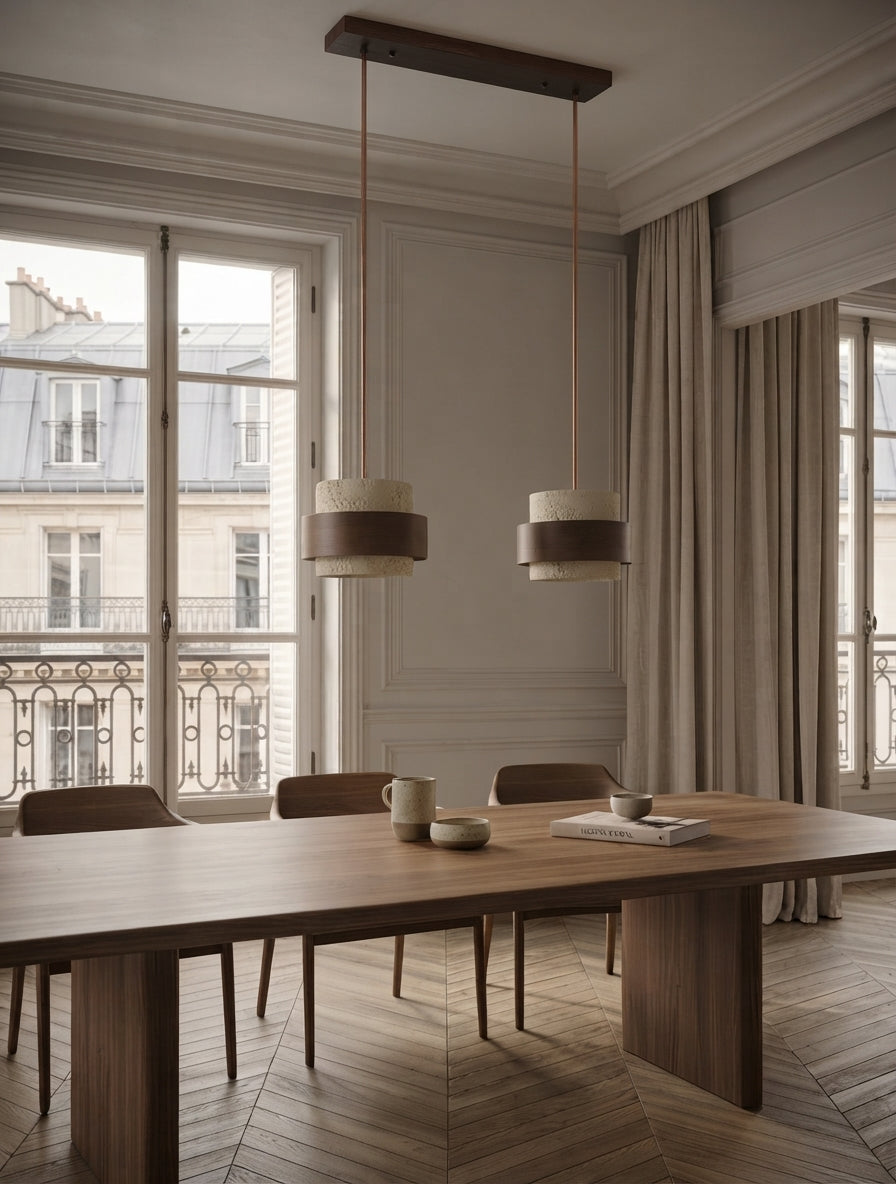 Suspension Travertin Isaline pour Salon - Matière Naturelle & Esprit Serein