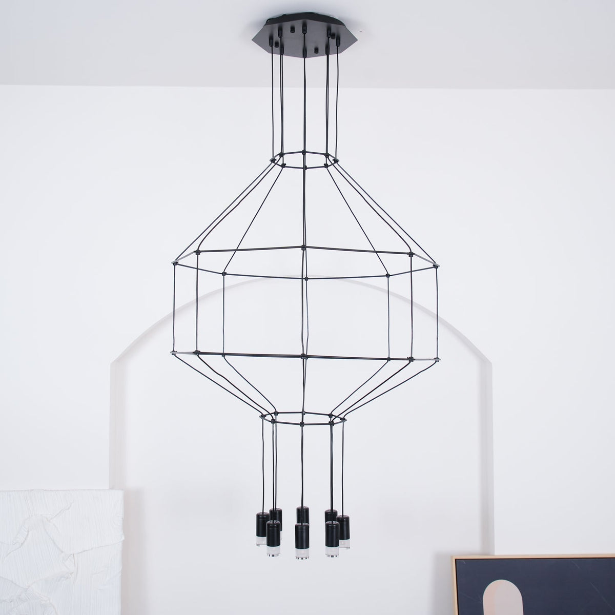 Lustra Lampe Pendante Géométrique en Fil Noir LED - Neutralighting