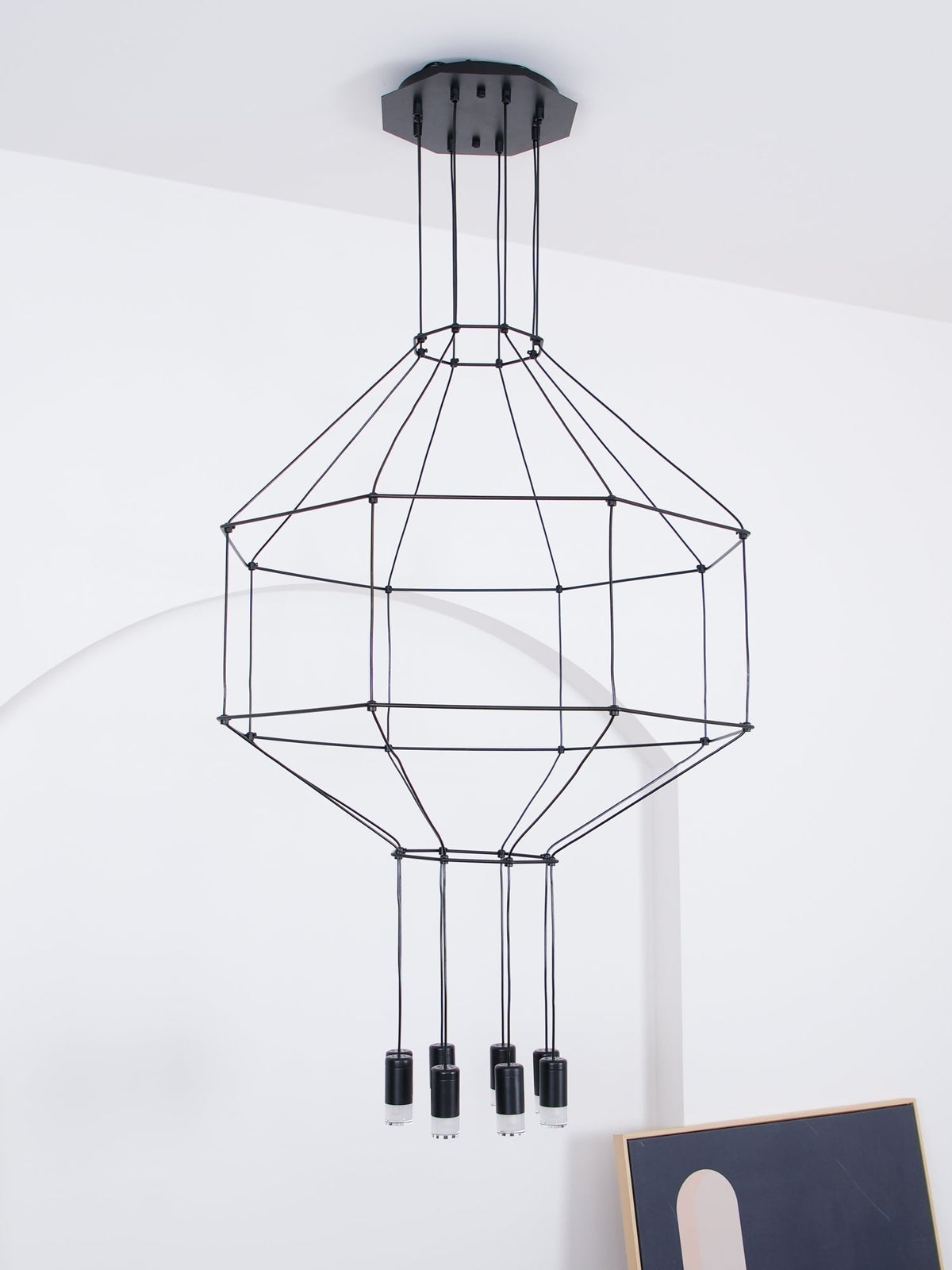 Lustra Lampe Pendante Géométrique en Fil Noir LED - Neutralighting
