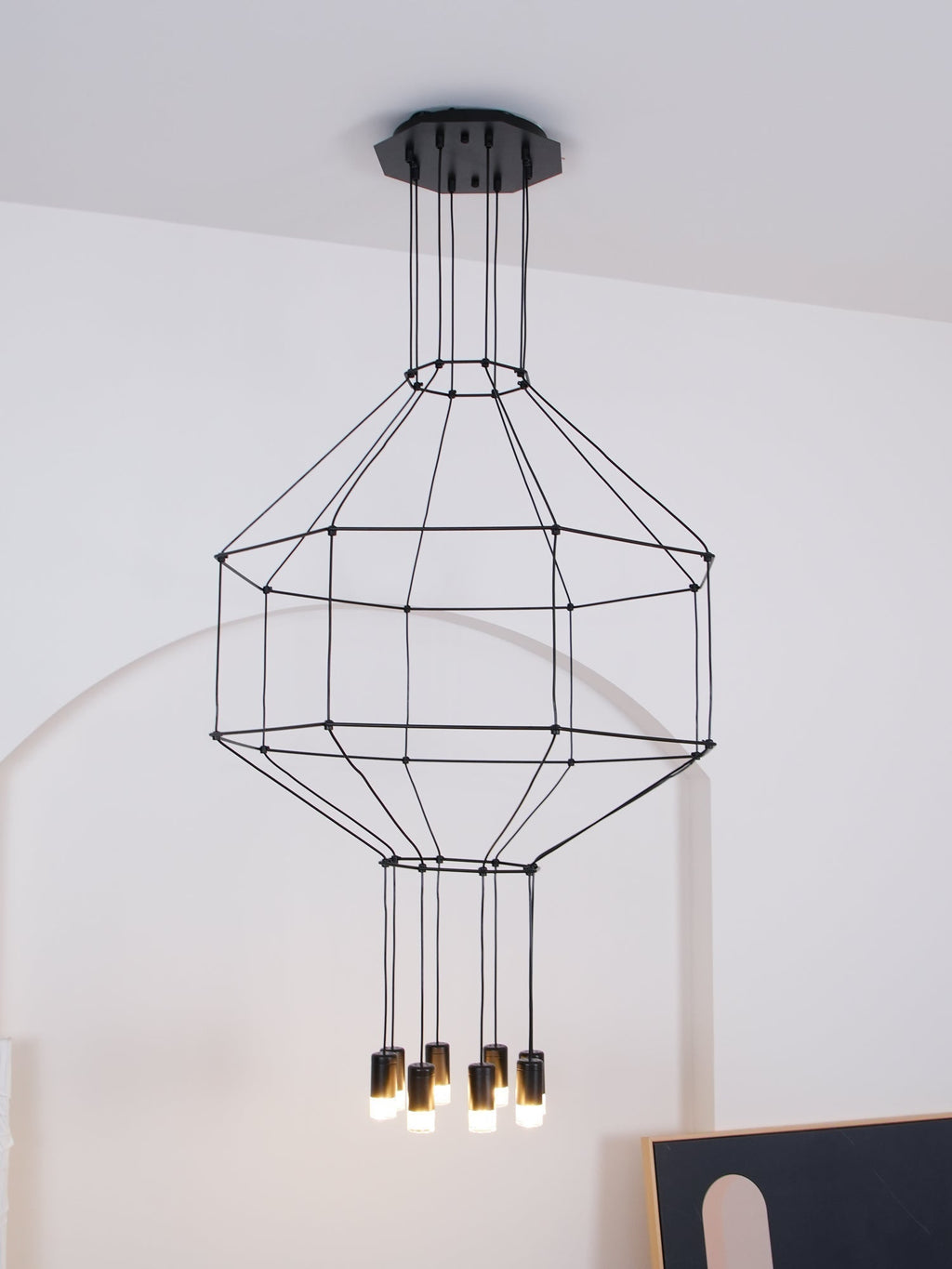 Lustra Lampe Pendante Géométrique en Fil Noir LED - Neutralighting