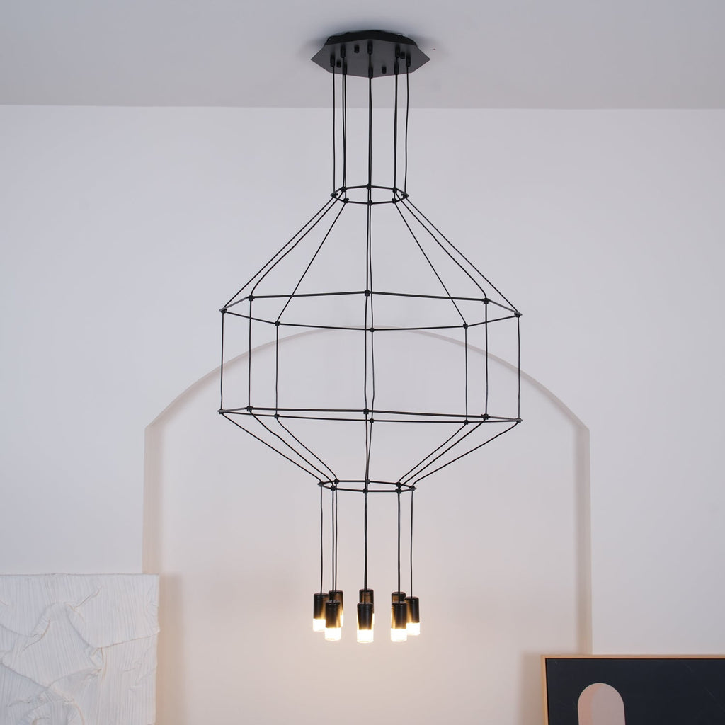 Lustra Lampe Pendante Géométrique en Fil Noir LED - Neutralighting