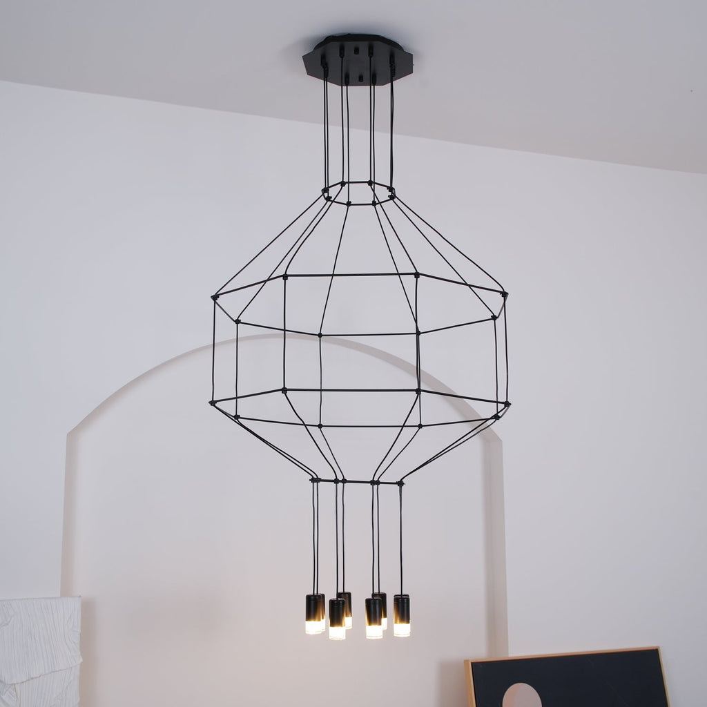 Lustra Lampe Pendante Géométrique en Fil Noir LED - Neutralighting