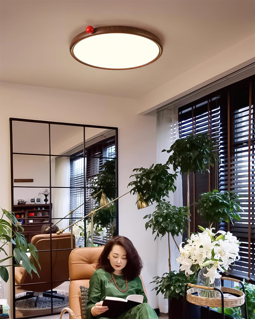 Geos Lustre Plafonnier Ton Bois Circulaire LED - Neutralighting