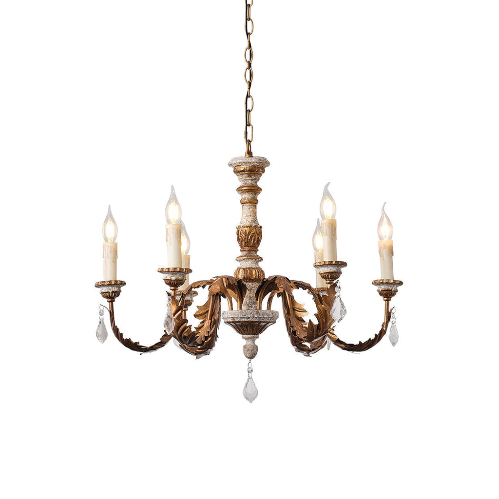 Ivinila Lustre Industriel Vintage En Bois Massif Et Cristal - Neutralighting