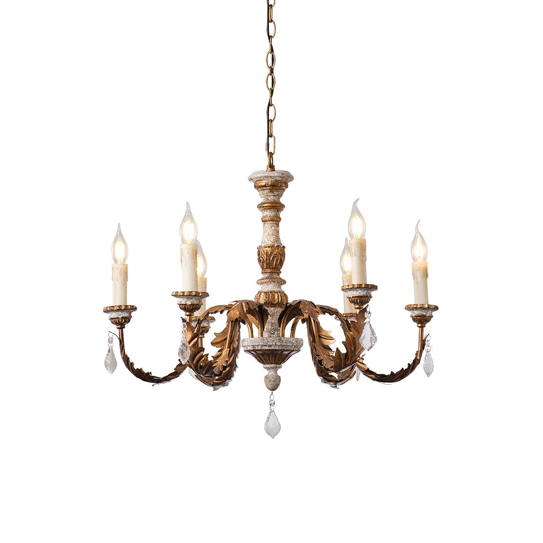 Ivinila Lustre Industriel Vintage En Bois Massif Et Cristal - Neutralighting