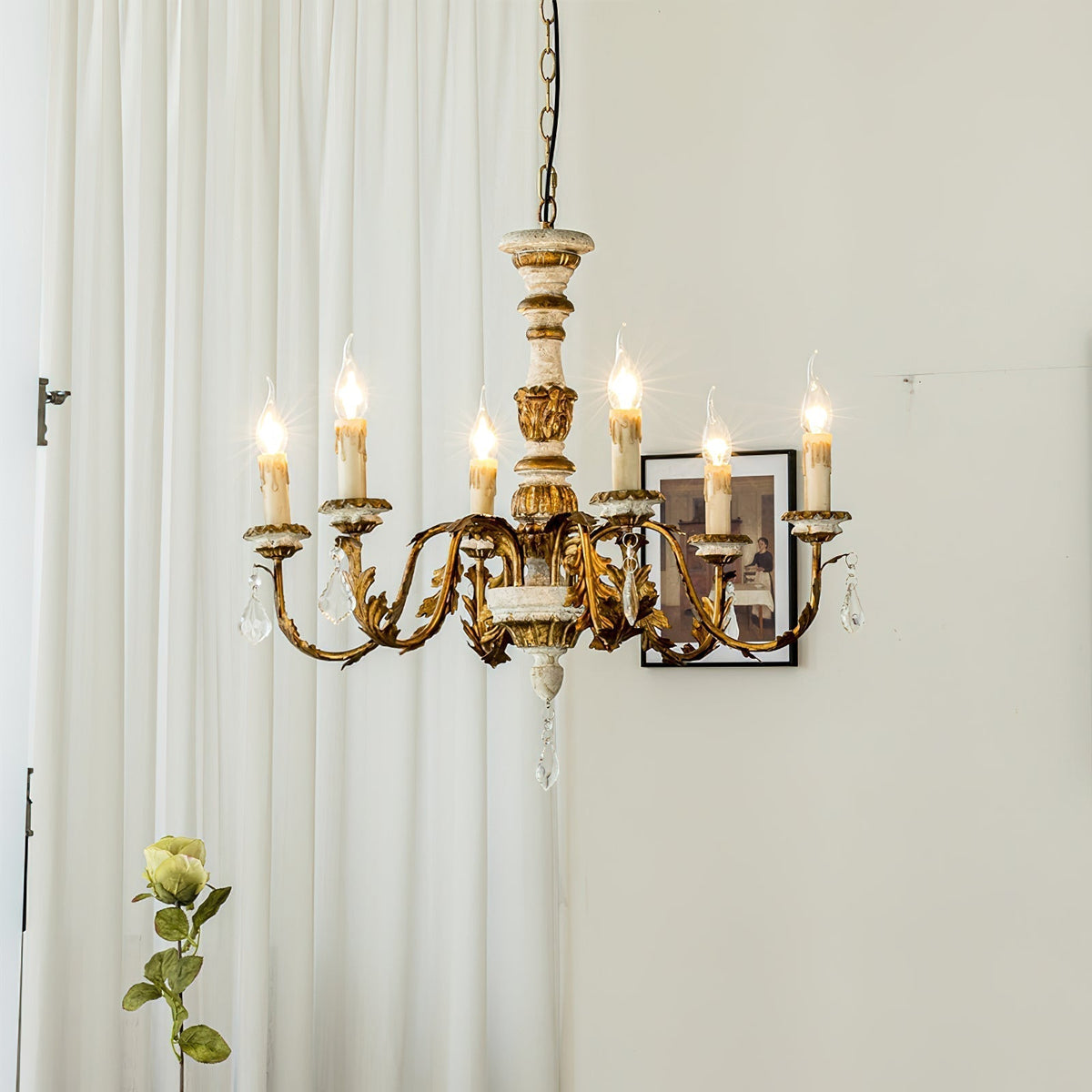 Ivinila Lustre Industriel Vintage En Bois Massif Et Cristal - Neutralighting