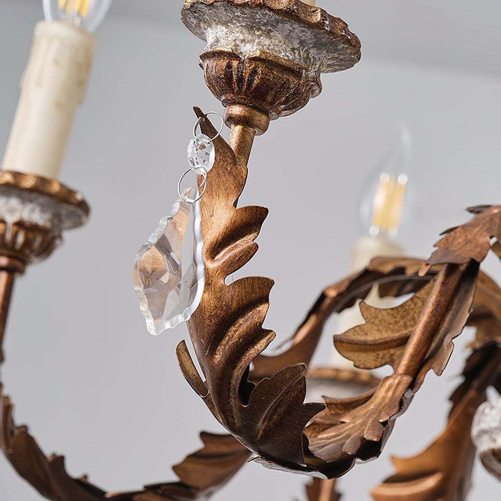 Ivinila Lustre Industriel Vintage En Bois Massif Et Cristal - Neutralighting