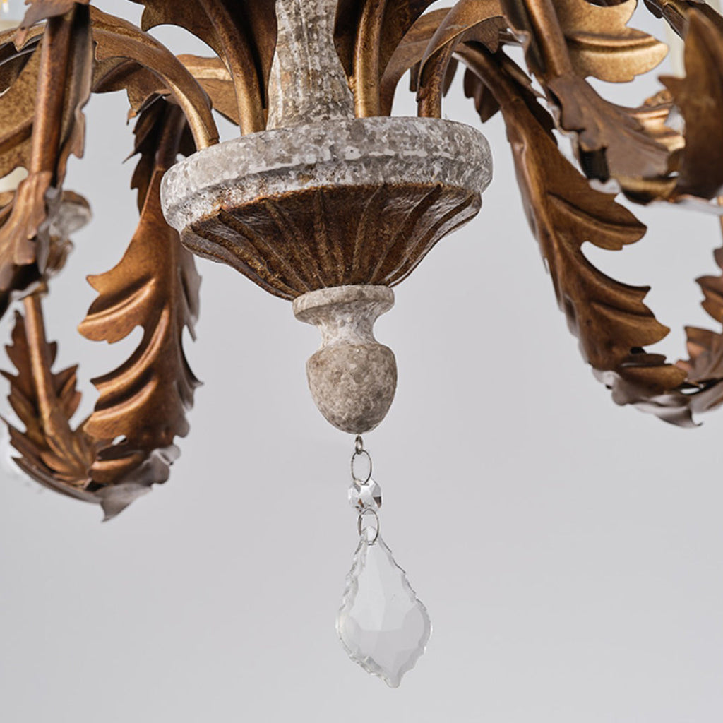 Ivinila Lustre Industriel Vintage En Bois Massif Et Cristal - Neutralighting