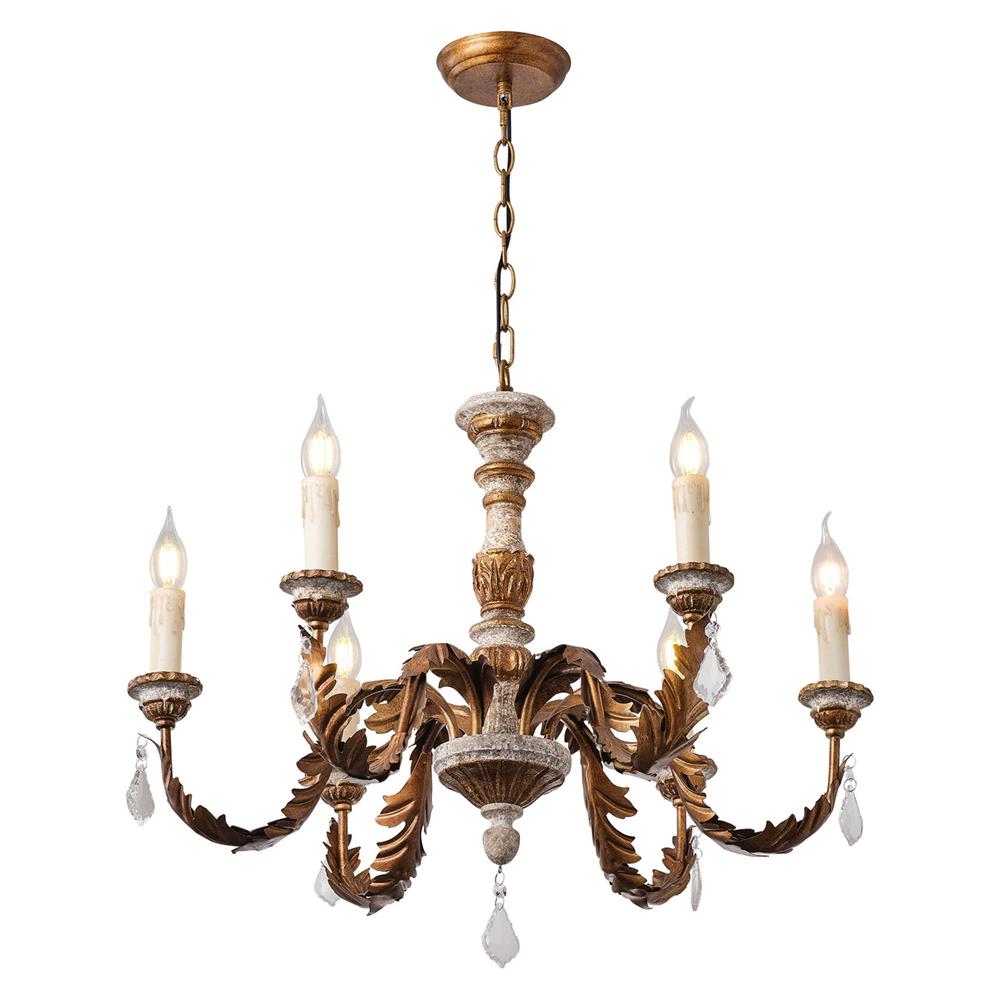 Ivinila Lustre Industriel Vintage En Bois Massif Et Cristal - Neutralighting