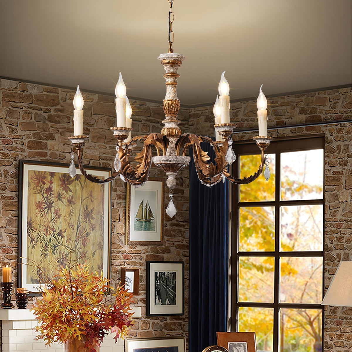 Ivinila Lustre Industriel Vintage En Bois Massif Et Cristal - Neutralighting