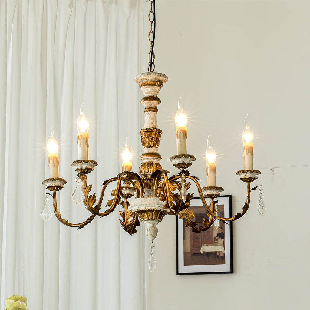 Ivinila Lustre Industriel Vintage En Bois Massif Et Cristal - Neutralighting
