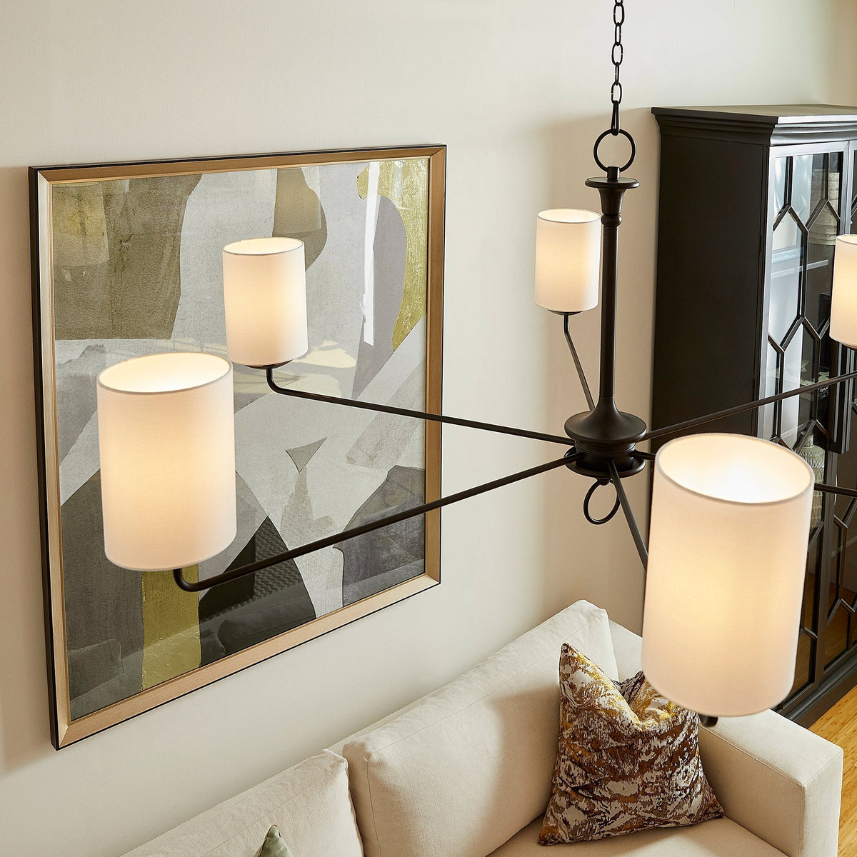 Olthean Lustre Industriel Vintage En Tissu Et Laiton - Neutralighting