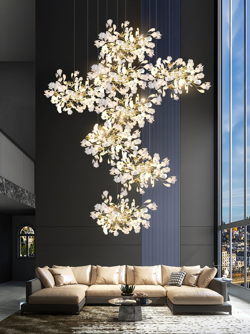 Olivia Céramique Gingko Feuille Lustre - Neutralighting