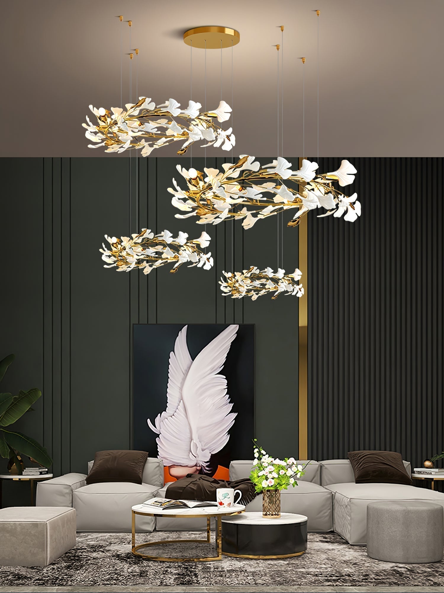 Olivia Céramique Gingko Feuille Lustre - Neutralighting
