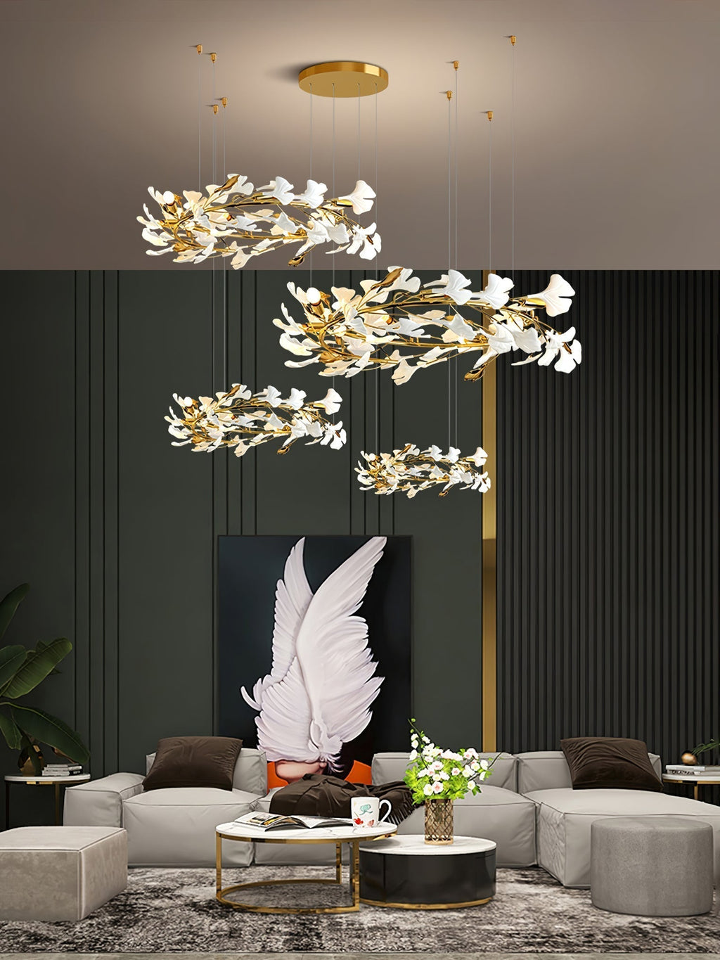 Olivia Céramique Gingko Feuille Lustre - Neutralighting
