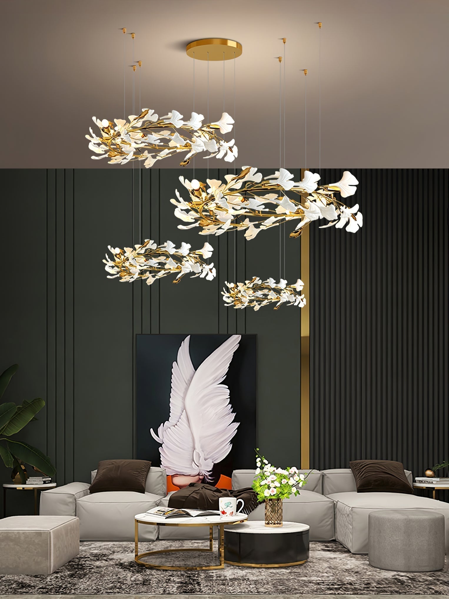Olivia Céramique Gingko Feuille Lustre - Neutralighting