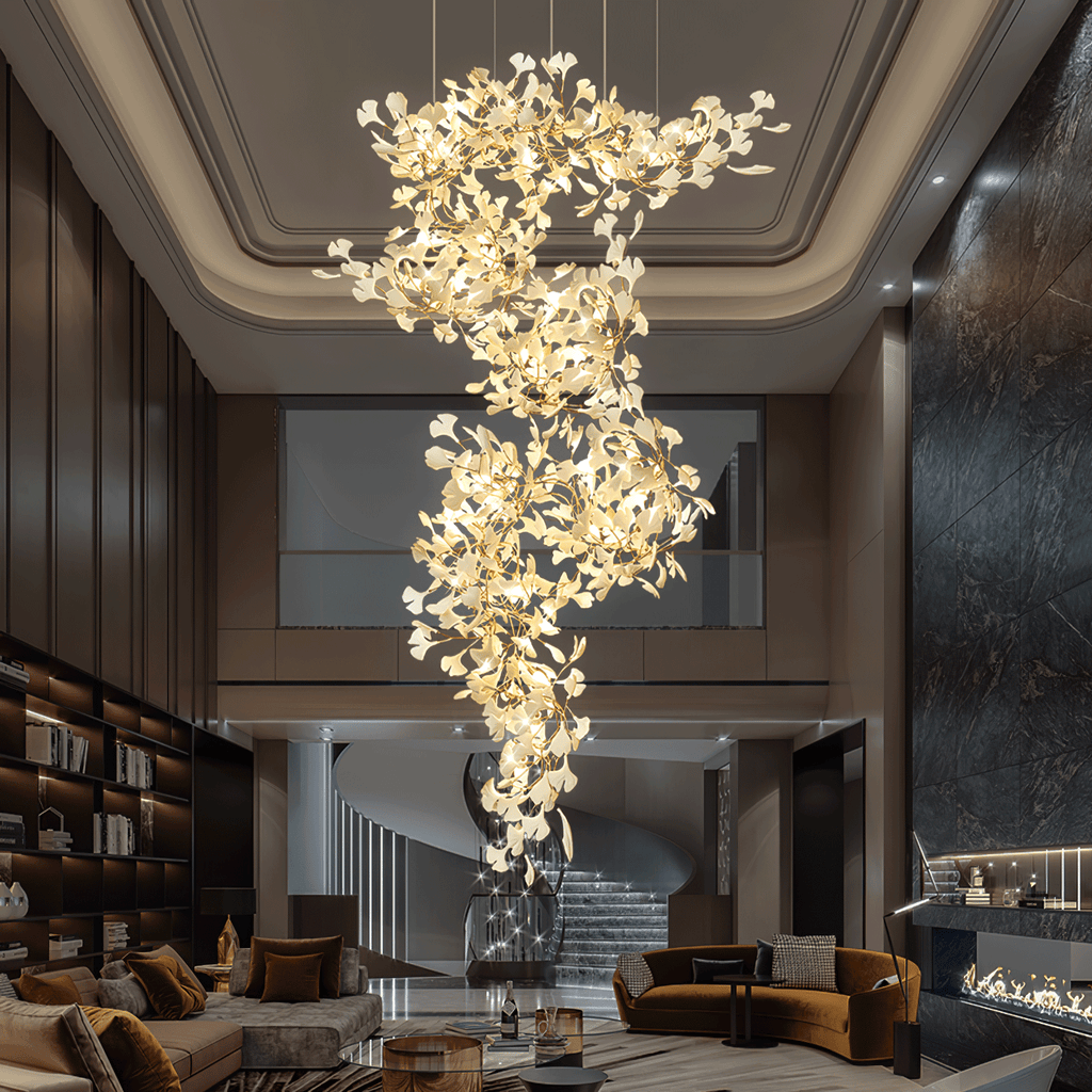 Olivia Lustre Linéaire GloGink Moderne, Métal/Céramique, Or, Salon - Neutralighting
