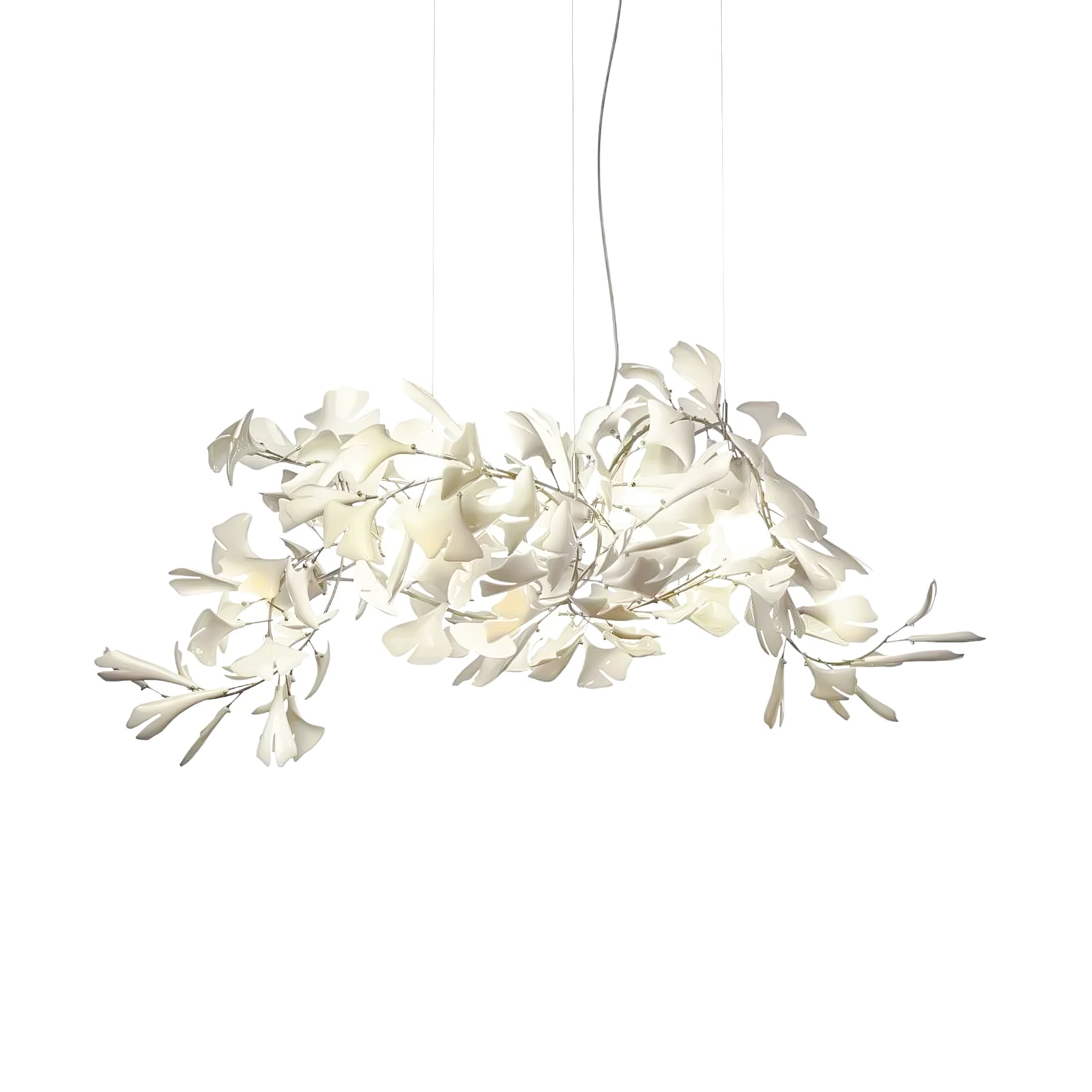 Olivia Chandelier en Céramique Feuilles de Ginkgo aux Courbes Organiques - Neutralighting