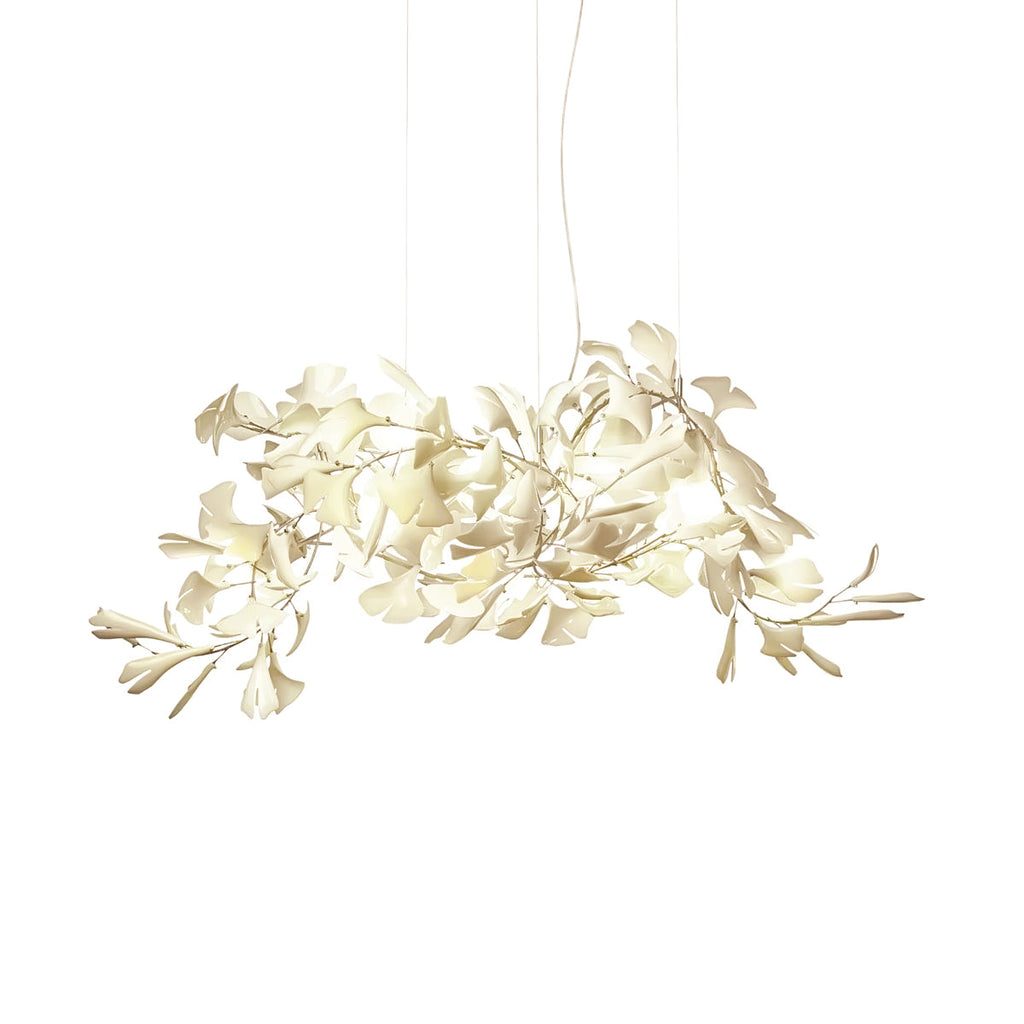 Olivia Chandelier en Céramique Feuilles de Ginkgo aux Courbes Organiques - Neutralighting