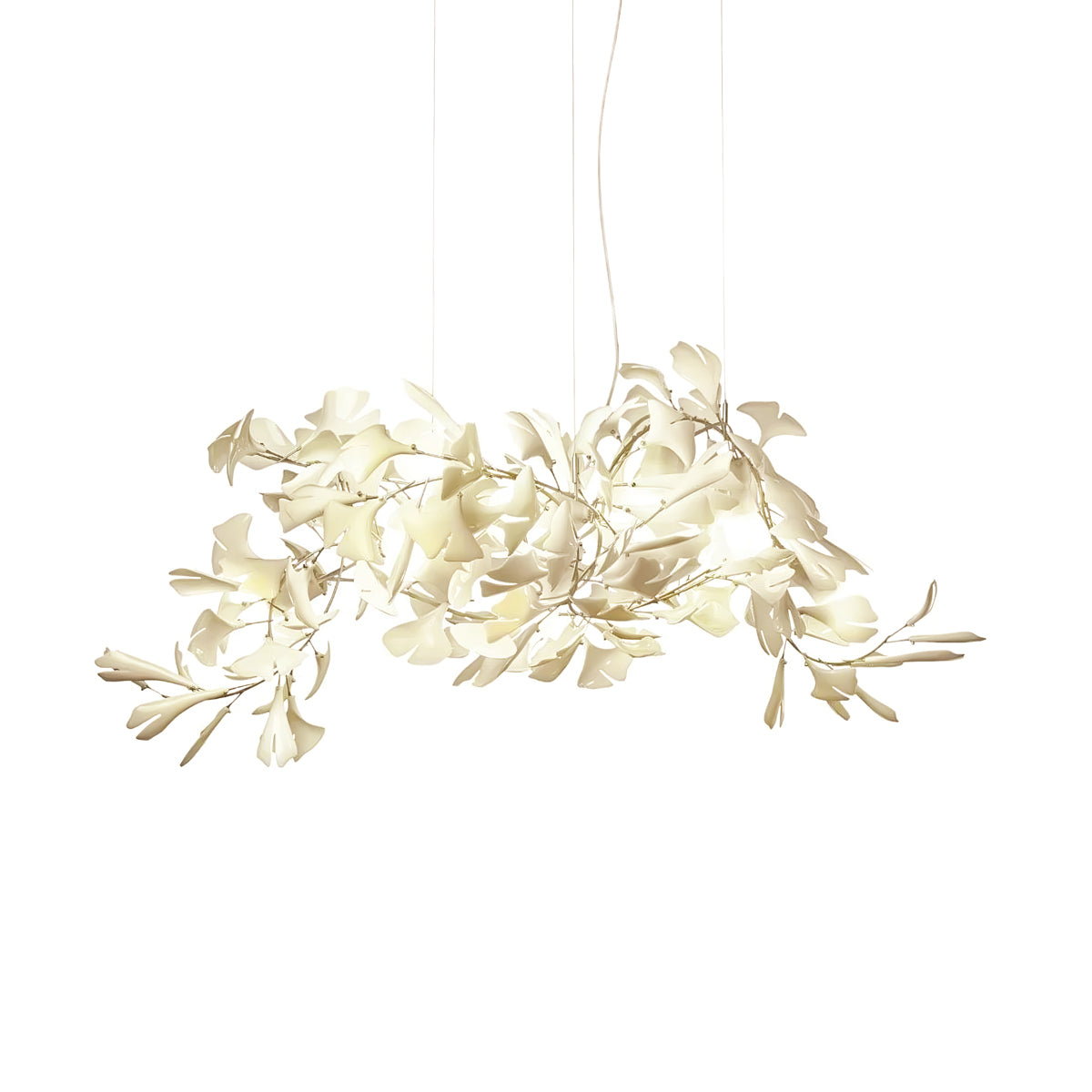 Olivia Chandelier en Céramique Feuilles de Ginkgo aux Courbes Organiques - Neutralighting
