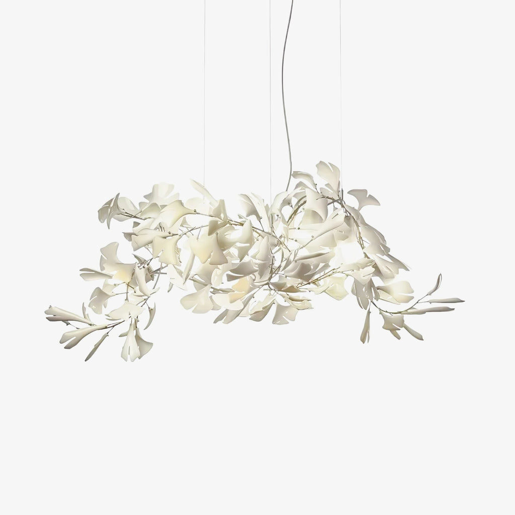 Olivia Chandelier en Céramique Feuilles de Ginkgo aux Courbes Organiques - Neutralighting