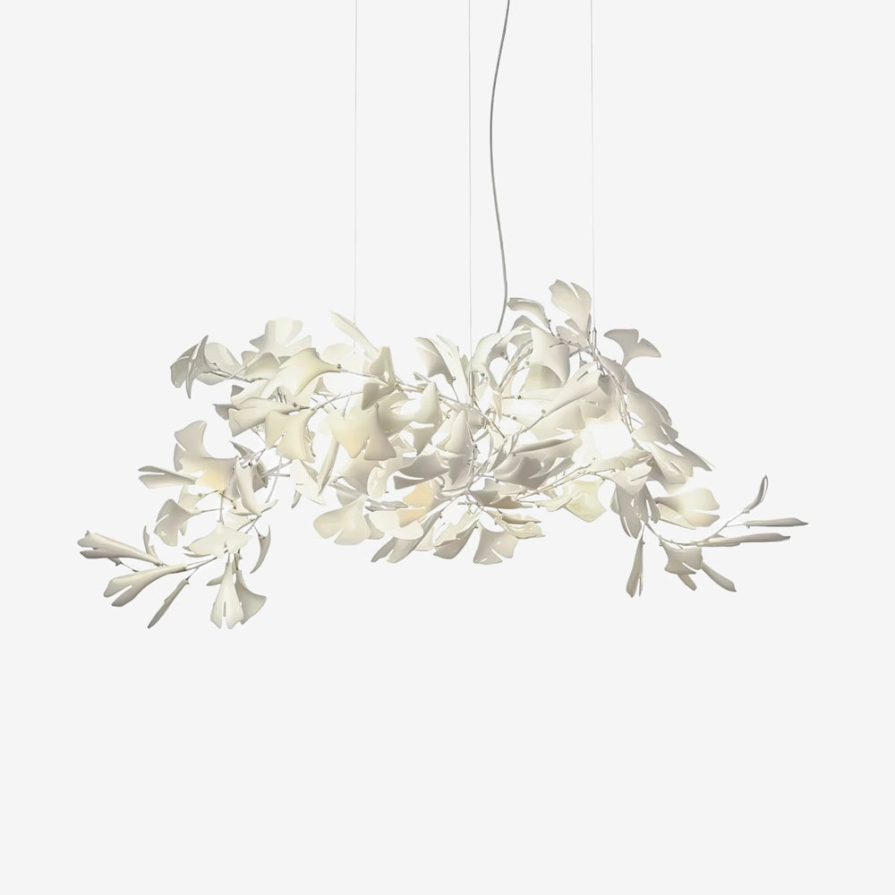 Olivia Chandelier en Céramique Feuilles de Ginkgo aux Courbes Organiques - Neutralighting