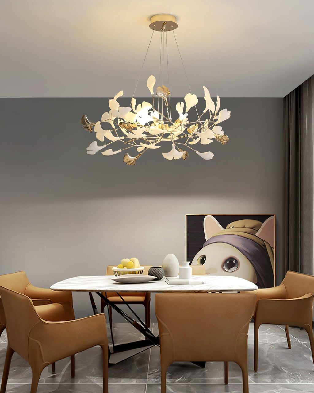 Olivia Chandelier Céramique Gingko 3 Styles - Neutralighting