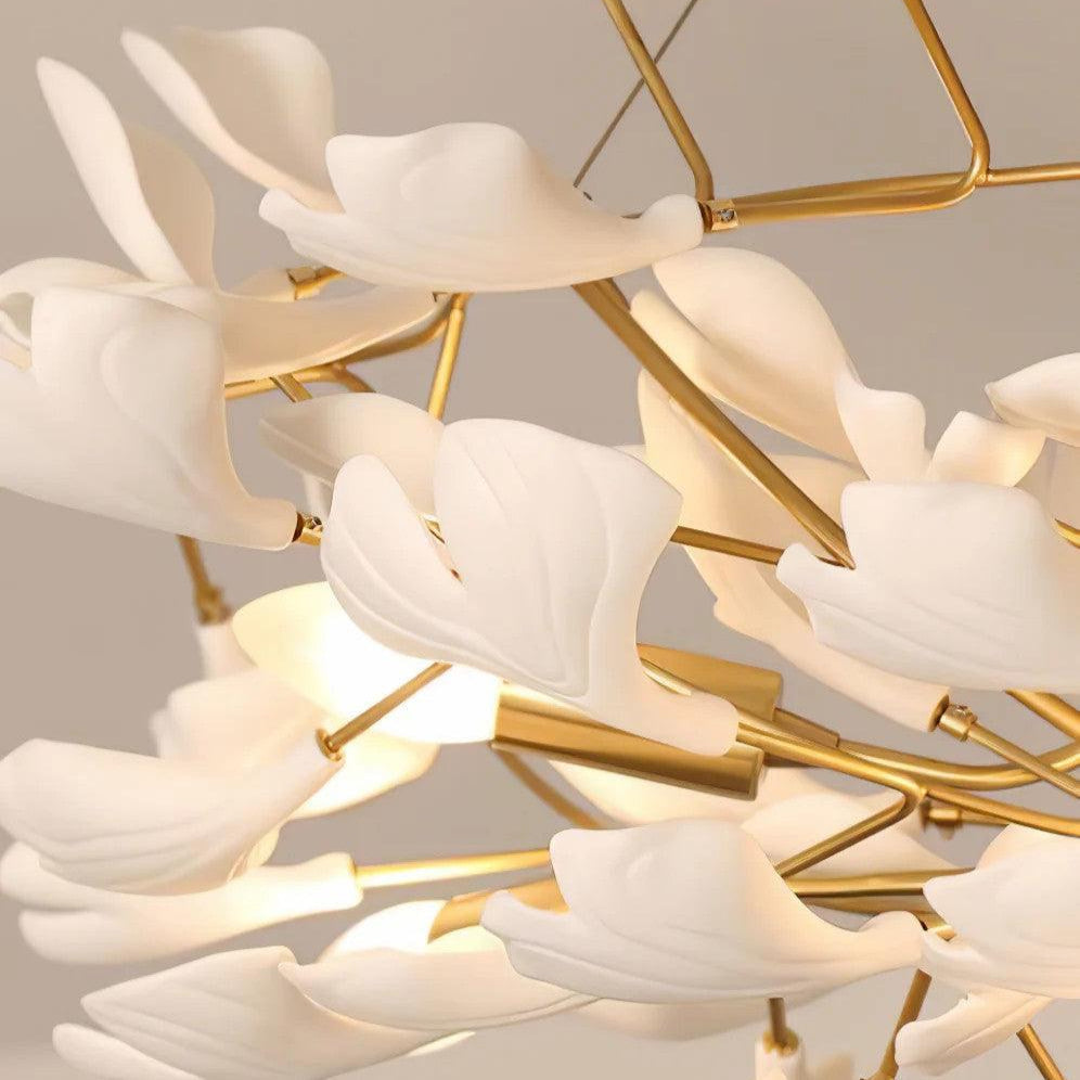 Olivia Chandelier en Céramique Ginkgo Art Feuilles - Neutralighting
