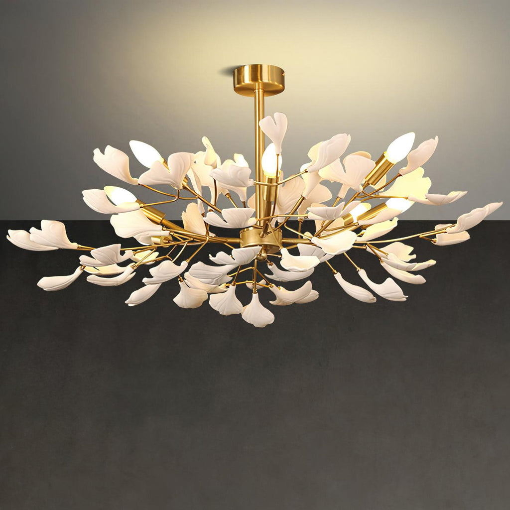 Olivia Chandelier en Céramique Ginkgo Art Feuilles - Neutralighting