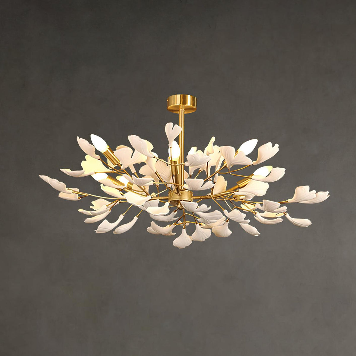 Olivia Chandelier en Céramique Ginkgo Art Feuilles - Neutralighting