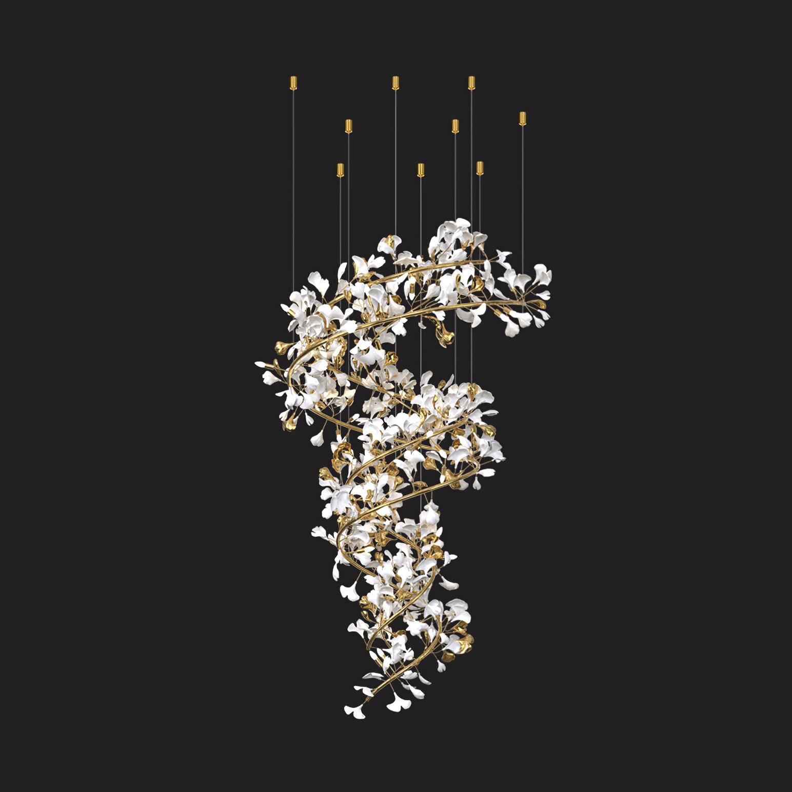 Olivia Lustre Fleur AntGlo Moderne , Métal/Céramique, Or, Escalier - Neutralighting