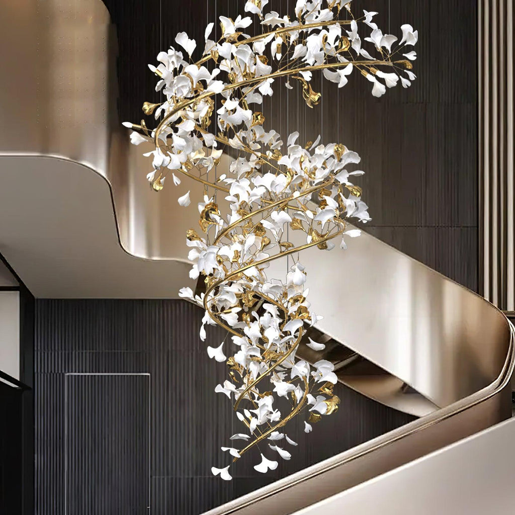 Olivia Lustre Fleur AntGlo Moderne , Métal/Céramique, Or, Escalier - Neutralighting