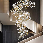 Olivia Lustre Fleur AntGlo Moderne , Métal/Céramique, Or, Escalier - Neutralighting